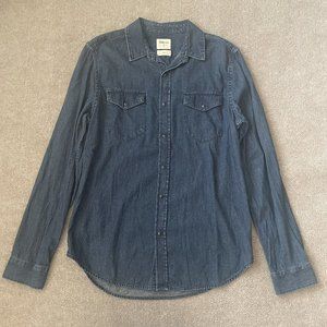 Gap Shirt Mens Medium Blue Denim Western Button Down Country Casual Snap Shirt